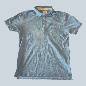 Billy Reid Slub Cotton Polo – XL (Blue/White Fine Pinstripes)
